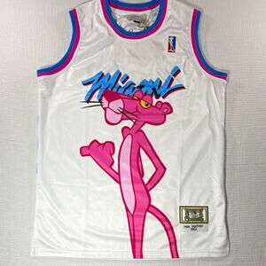 Authentic Classics Pink Panther Basketball Jersey White/Pink/Blue Size L